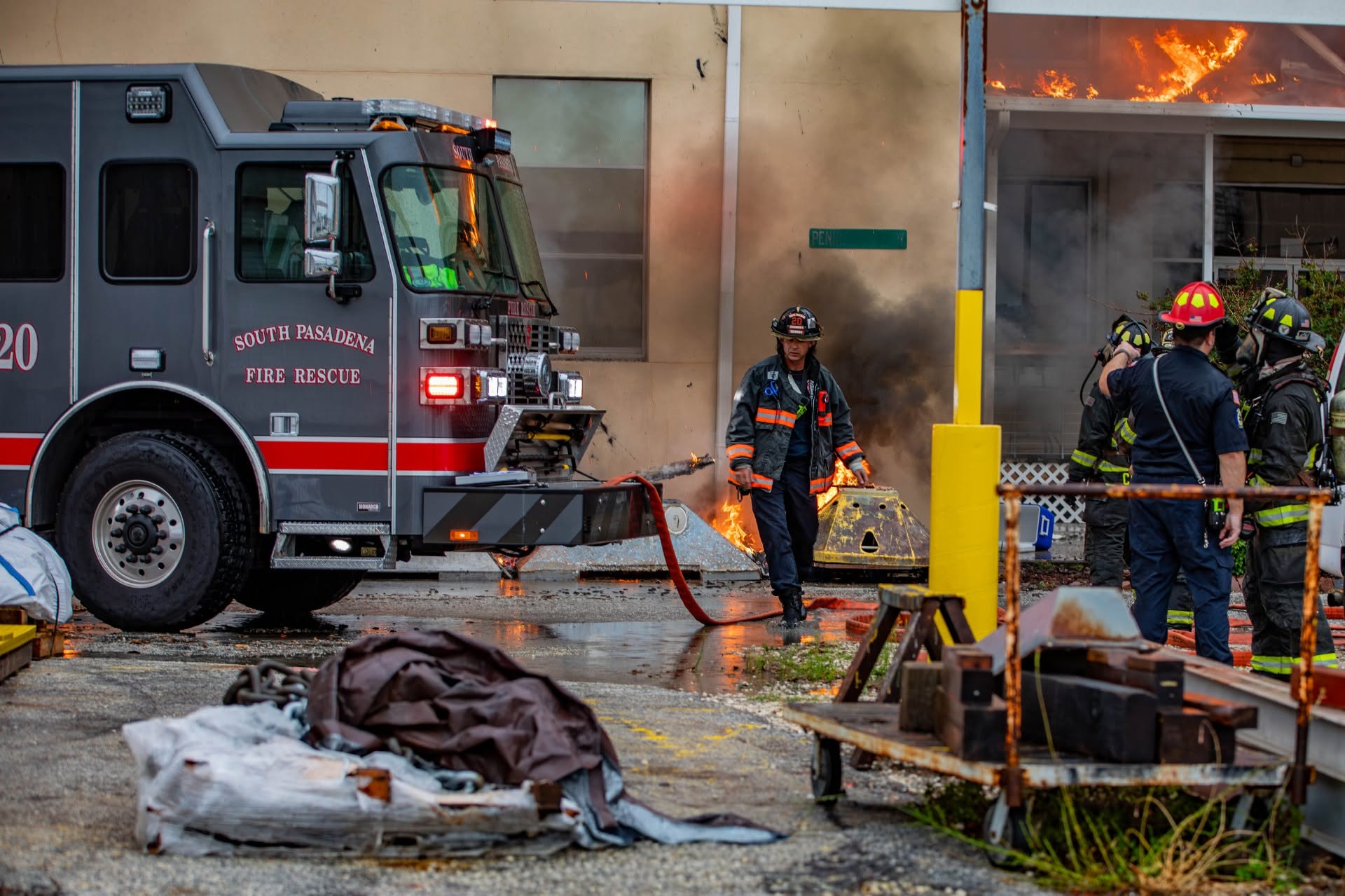 Firefighter at active fire